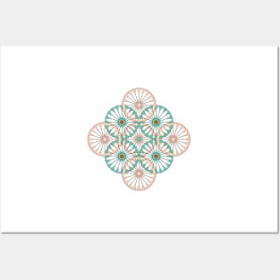 Spanish Tile - Entwined - Pink,Teal Posters and Art